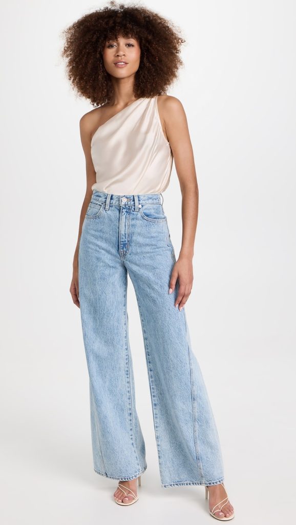 One Shoulder Silk Bodysuit Outfit