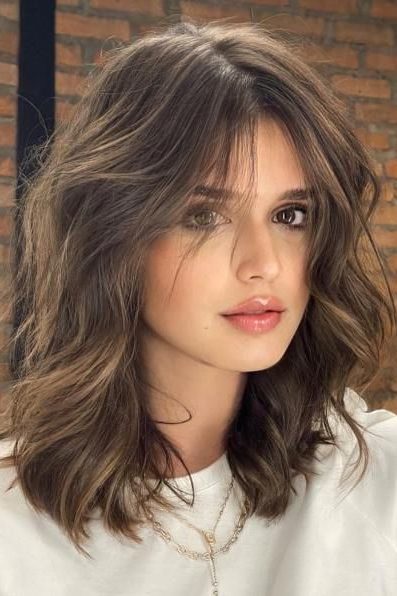 Shoulder Length With Curtain Bangs | Short Hairstyles for Women Over 40