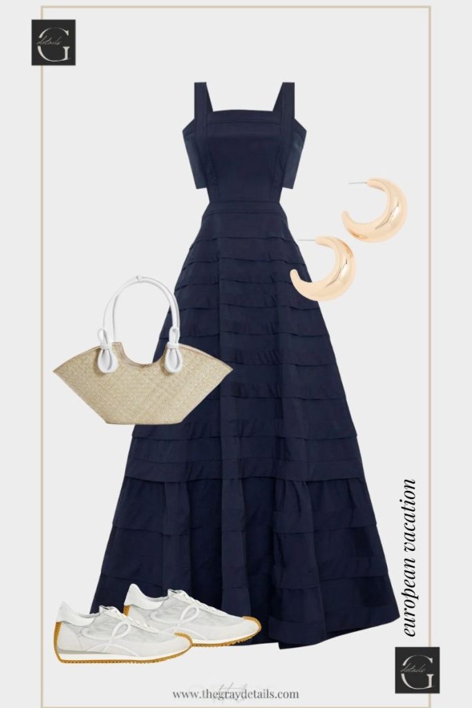 Navy Maxi Dress Outfits | A Week of European Summer Vacation Outfits