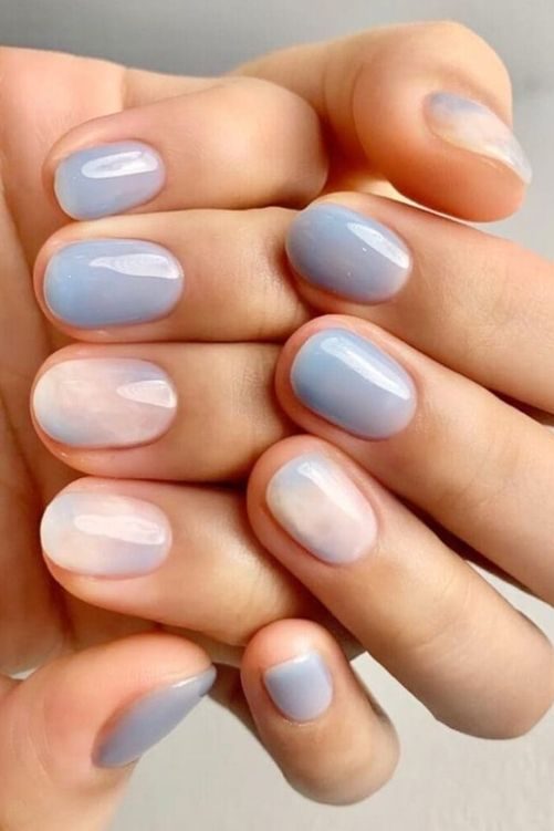 Blueberry Milk Aesthetic Almond Nails