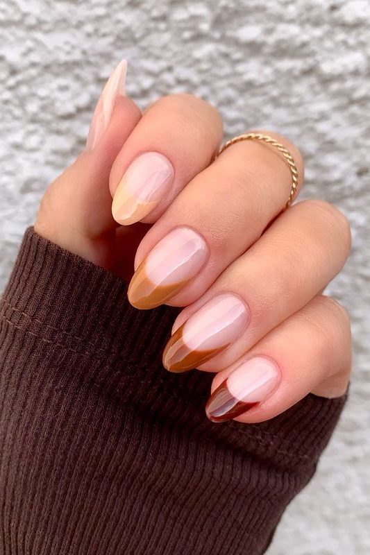 Shades of Brown Thanksgiving Nail Art Ideas