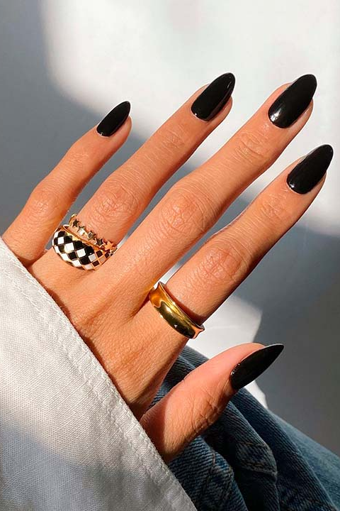 classic black manicure