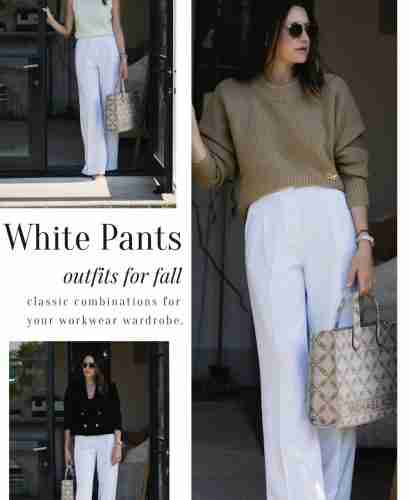 White Pant Workwear Outfits for Fall with Micheal Kors