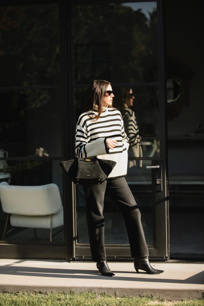 Turtleneck Sweater + Black Jeans Outfit for fall