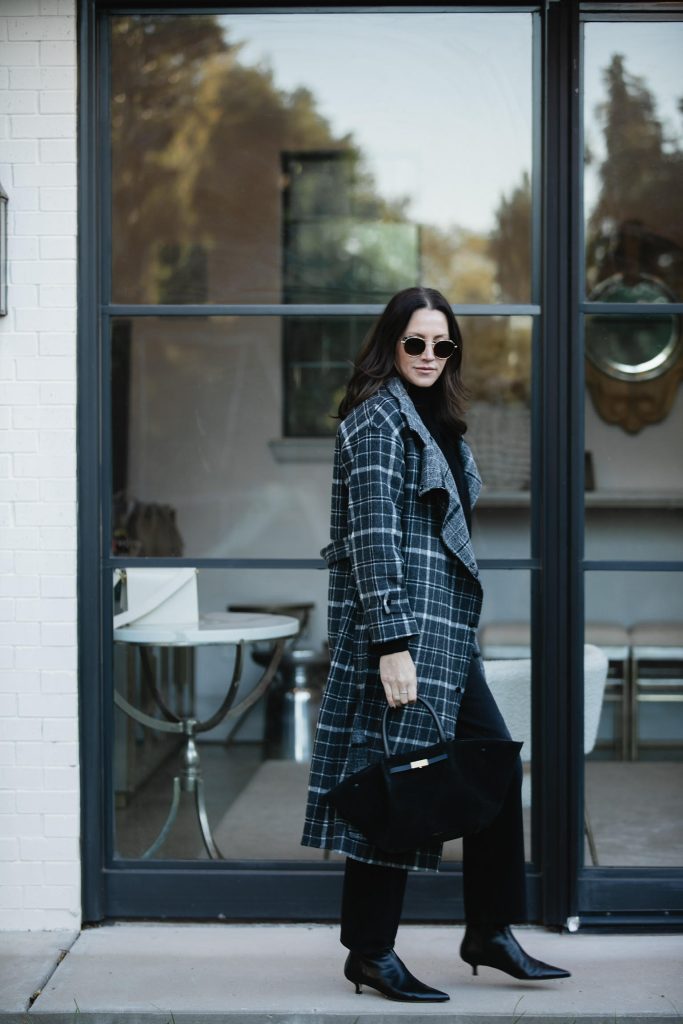 Plaid Coat + Black Jeans Fall Outfits