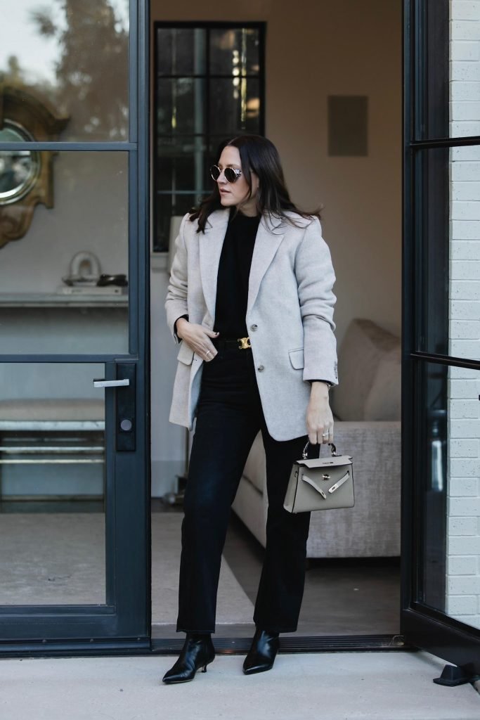 Beige Blazer + Black Jeans Outfit