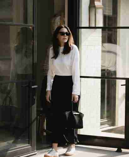 Black Slip Skirt Outfits for Fall
