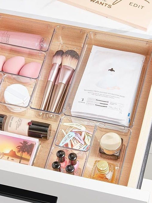 Clear Bins makeup organization
