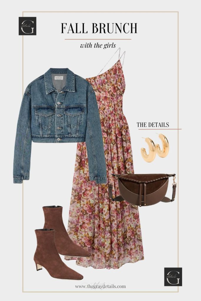 Fall Floral Dress + Denim Jacket Outfit