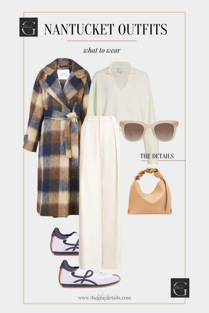Checkered Coat + White Trousers outfit