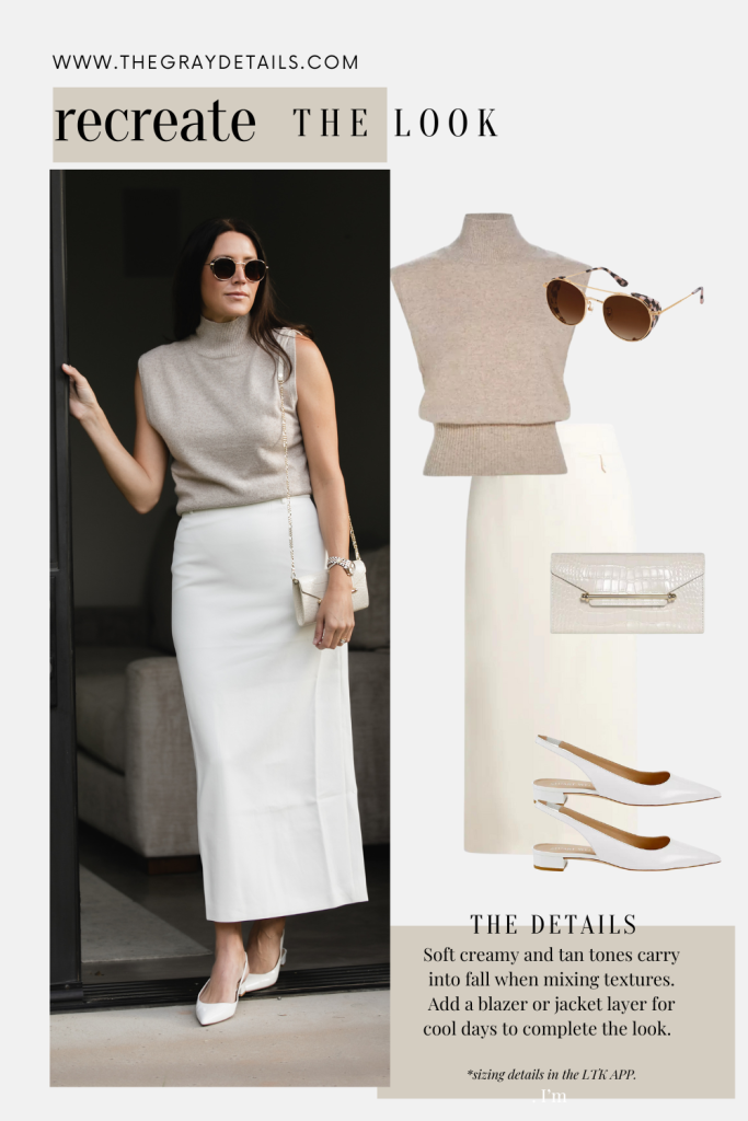 Cream Skirt Neutral Fall Outfits