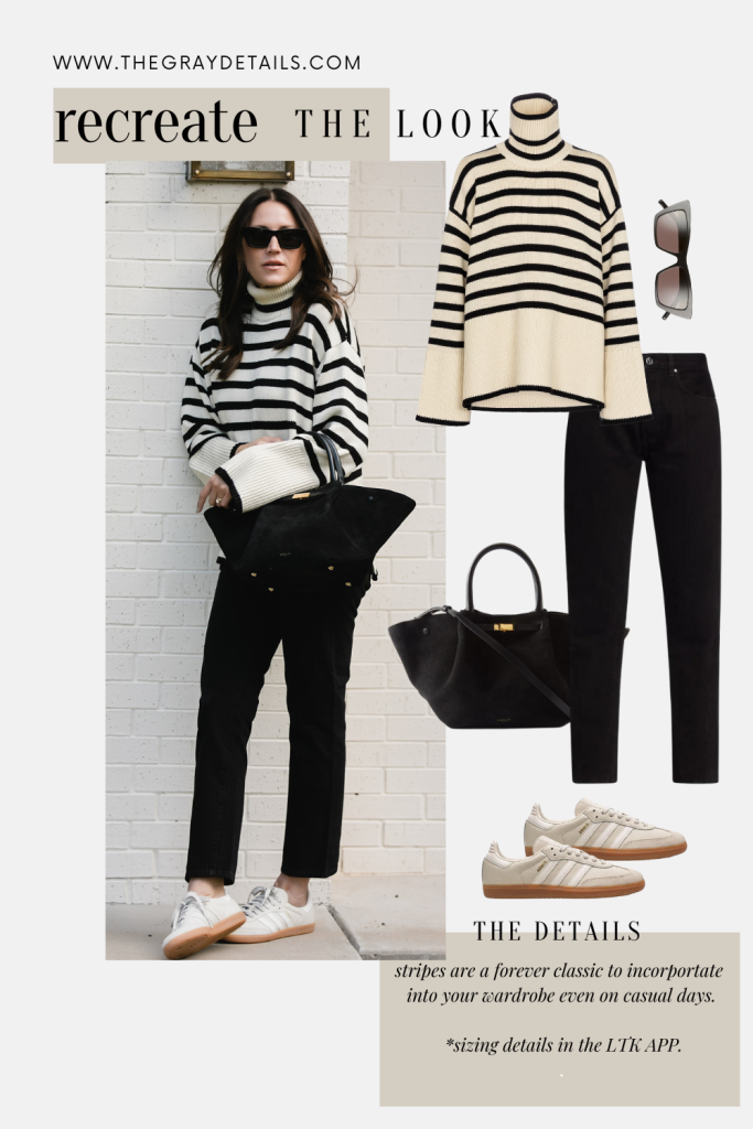 Striped Sweater + Sneakers Outfit