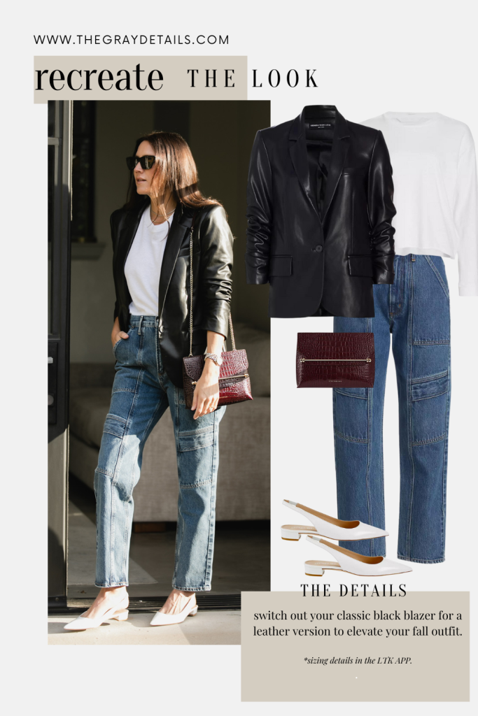 Black Leather Blazer Neutral Fall Outfits