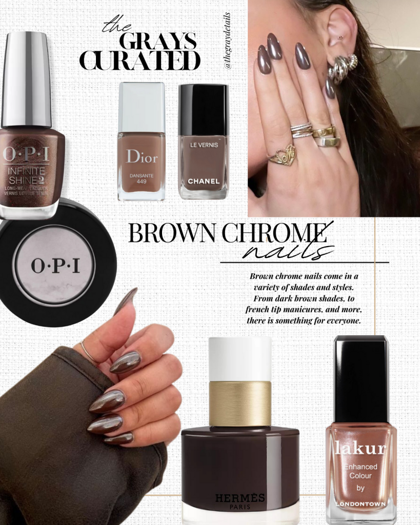 Brown Chrome Nails for Fall