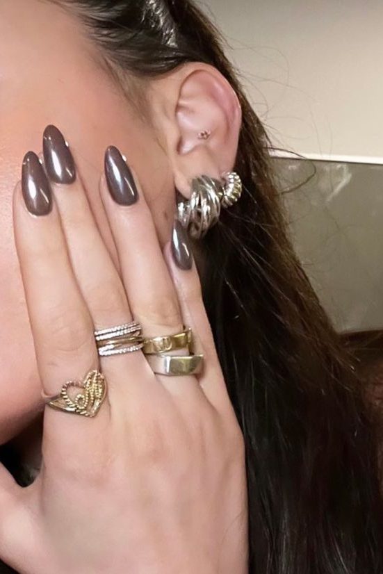 Dark Chocolate Chrome Brown Nails