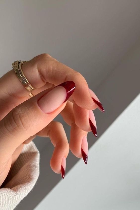 Wine red french tips
