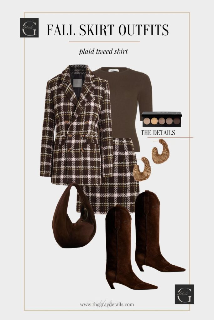 Plaid Fall Skirt Outfit Idea