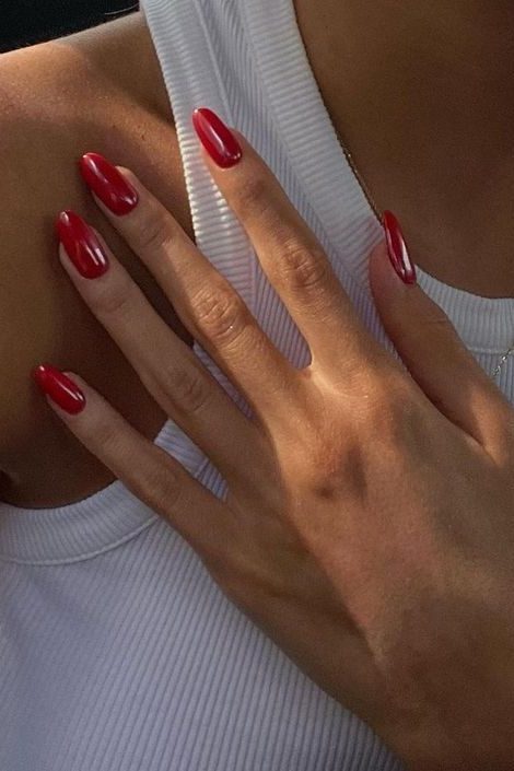 Glazed Red Nails