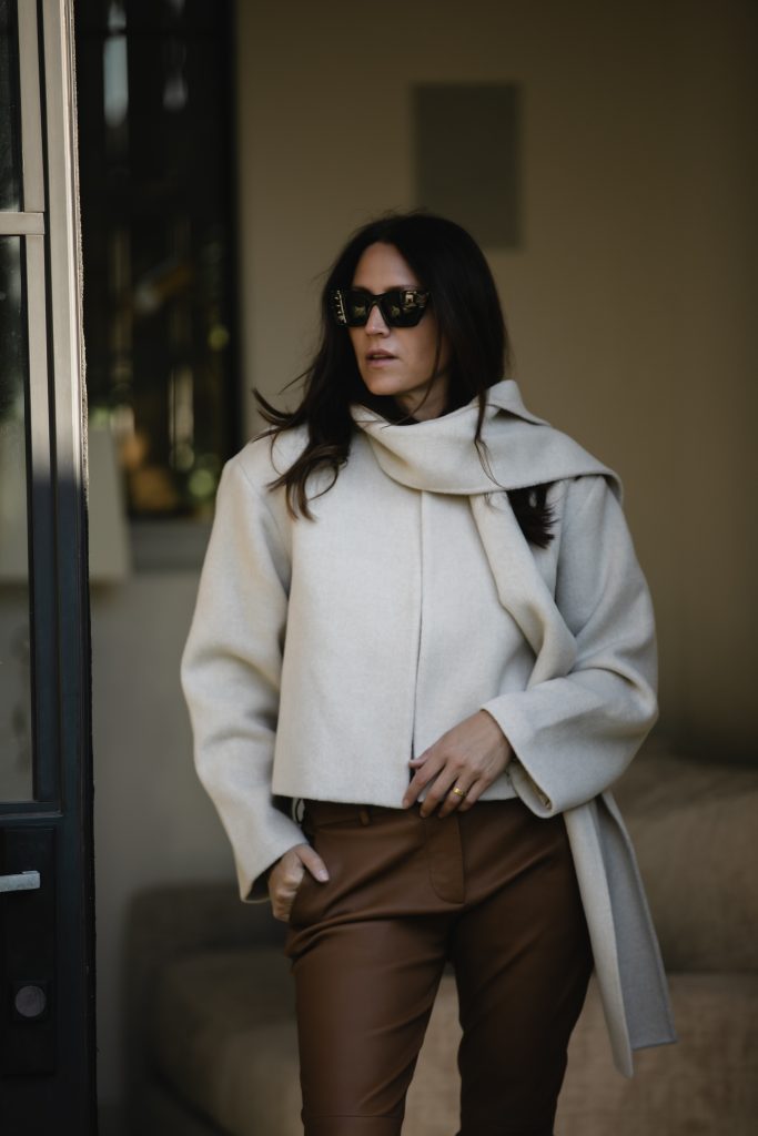 Brown Leather Leggings Fall Outfit