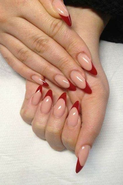 Classic Red French Nails