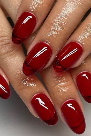 Two-Toned Ombre Red nails