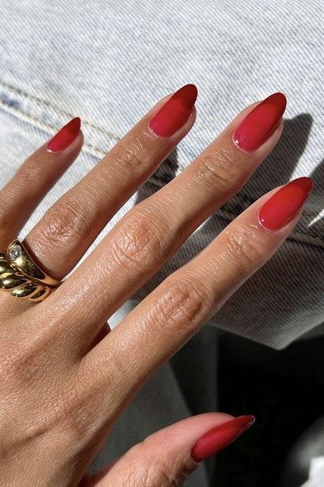 Two-Toned Ombre Red nails