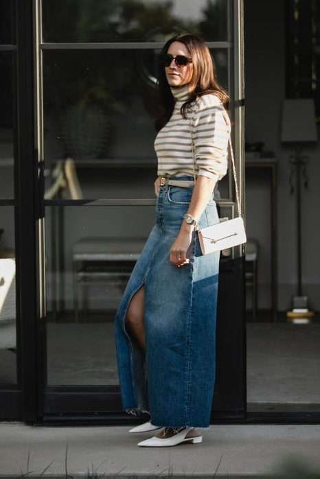 Denim Maxi Skirt outfit