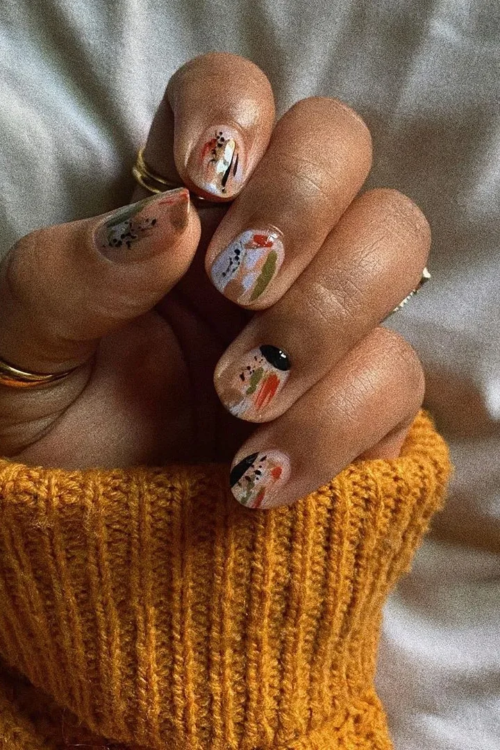 Abstract Thanksgiving Nails