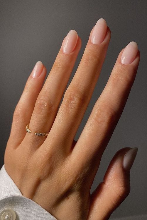 Nude Almond Short Nails