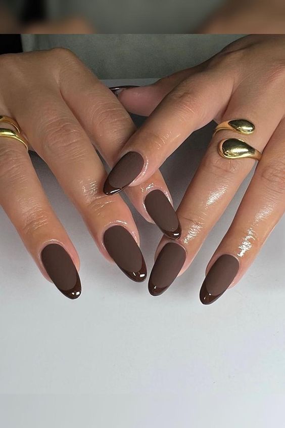Chocolate Brown Neutral Fall Nails