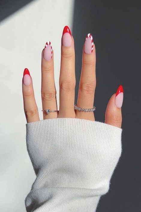 Minimal Candy Cane Nails