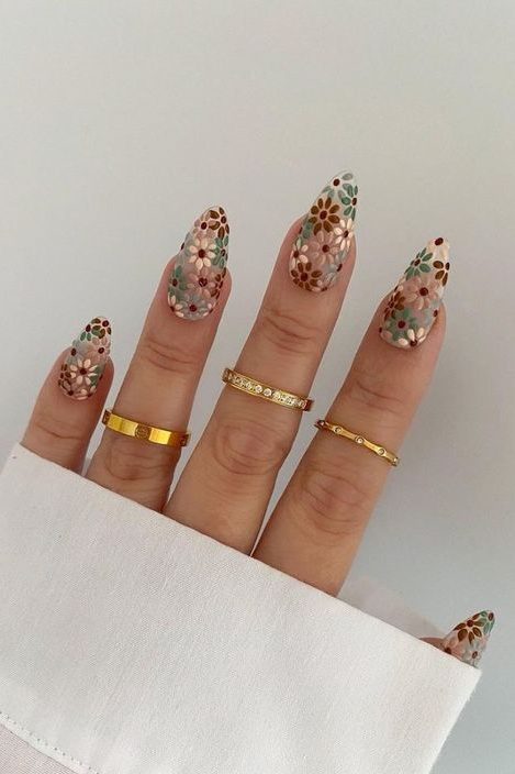 Fall Floral Nail Art