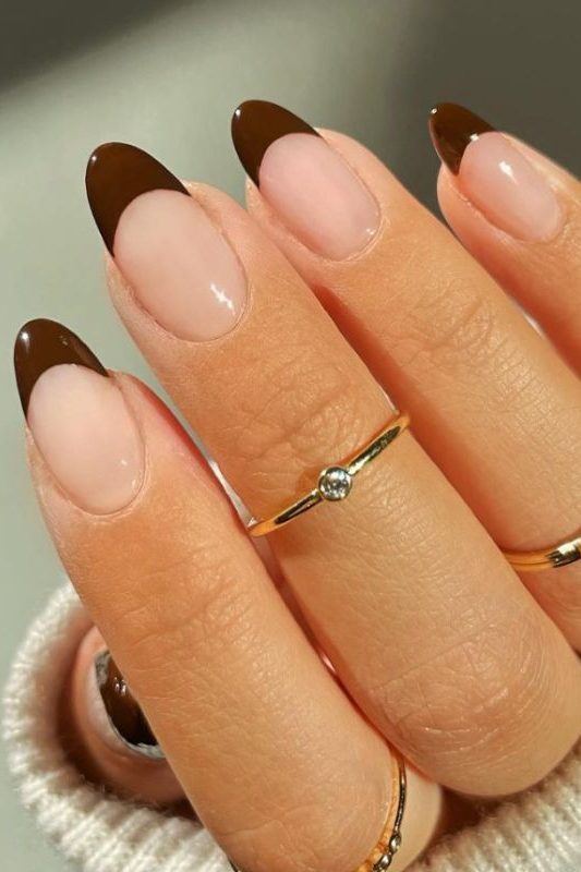 Chocolate Brown French Nails
