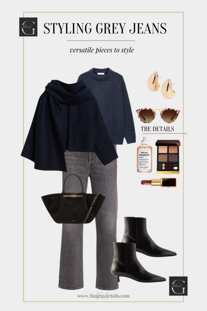 Navy and Grey Jeans Outfit Idea