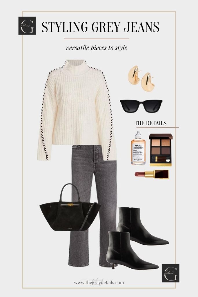 Chunky Knit + Grey Jeans Outfit Idea