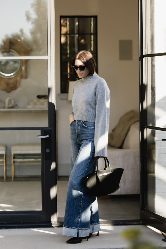 Cropped Sweater and Jeans Outfit