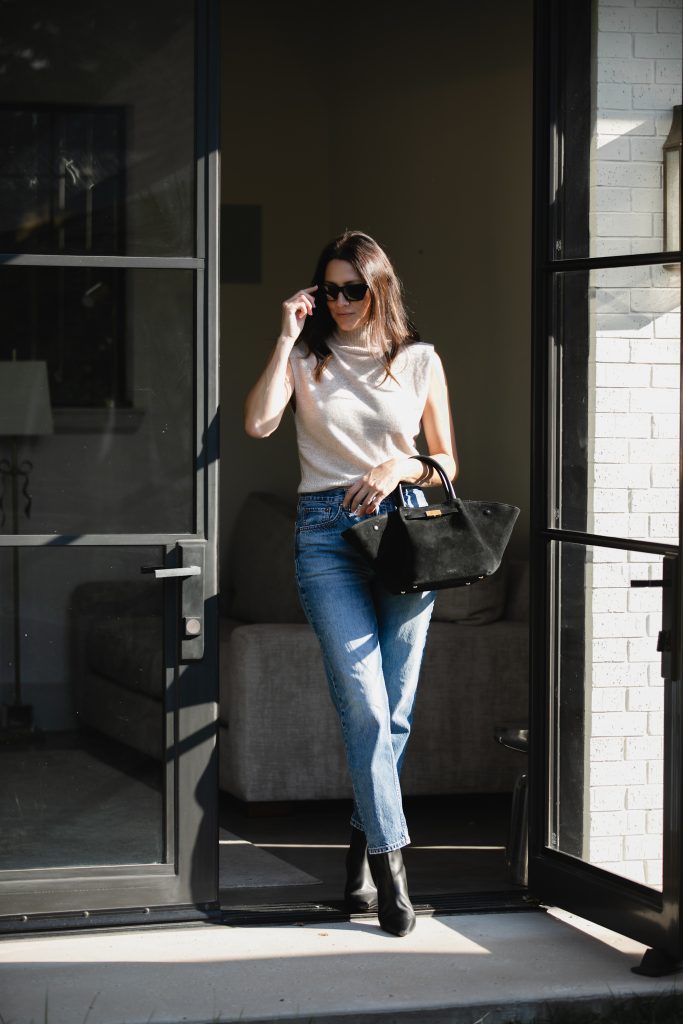 Straight Cropped Leg Blue Jeans and Ankle Boots