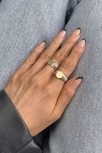 Dark Micro French Tip Nails