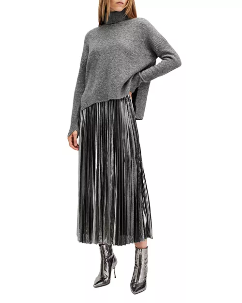 Spark Pleated Maxi Dress & Sweater Set