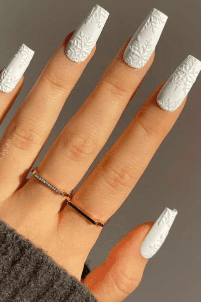 Textured White Nail design