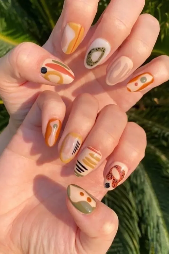 Abstract Thanksgiving Nails
