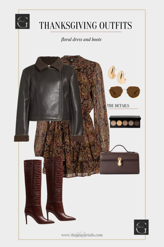 Floral Dress + Boots Outfit | Stylish Thanksgiving Outfit Ideas