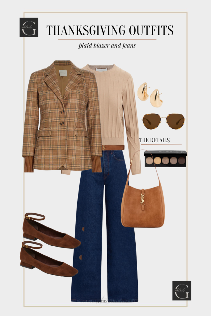 Plaid Blazer + Jeans Outfit | Stylish Thanksgiving Outfit Ideas