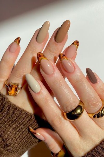tortoise Shell Thanksgiving Nail Art Ideas