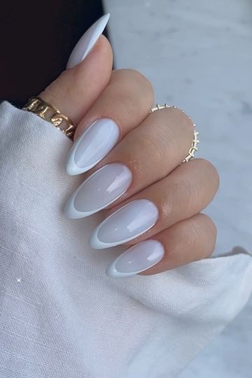 Pearl White French Tip Press on Nails Almond Nails, Coffin Nails, Square  Nails - Etsy