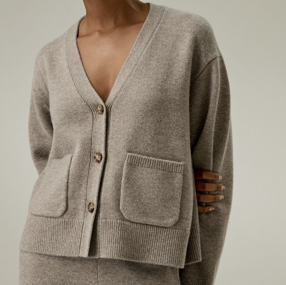 LilySilk Cropped Wool Cashmere Cardigan