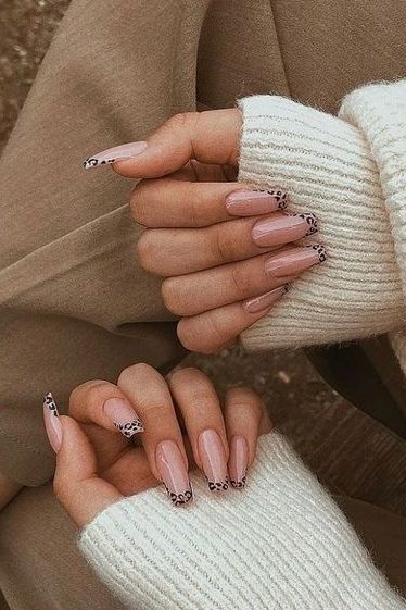 Animal Print French Nails