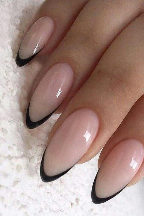 Minimal Black French Nails