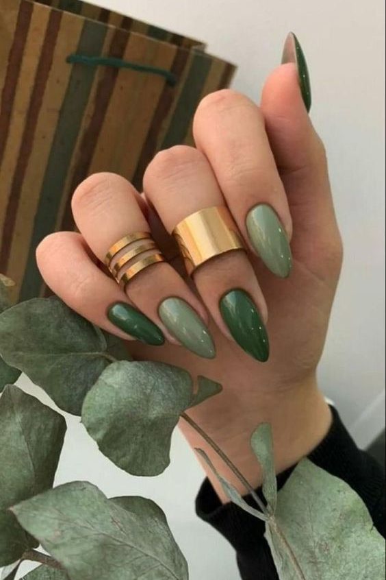 Multi-Color Green Nails