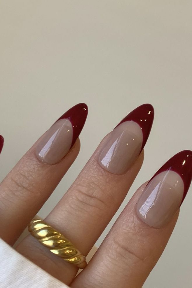 Wine Red french tips